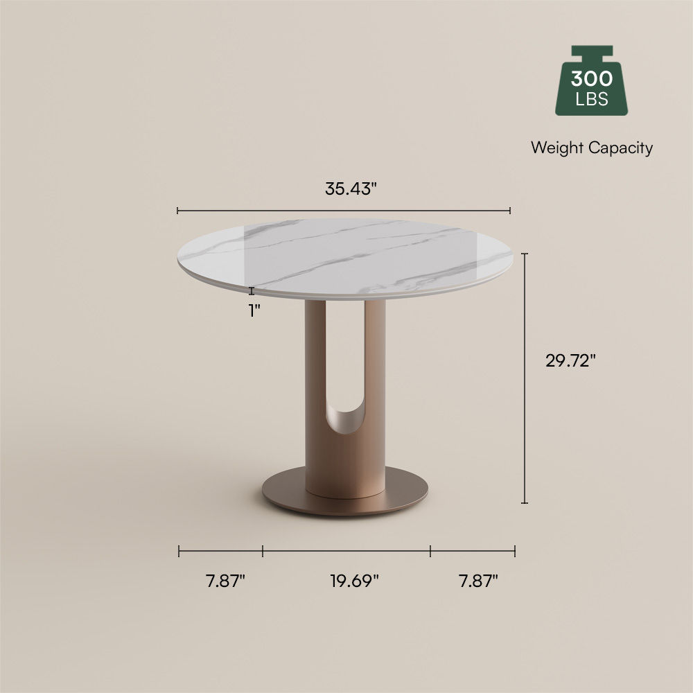 White & Bronze Glossy Sintered Stone Small Bar & Bistro Tables