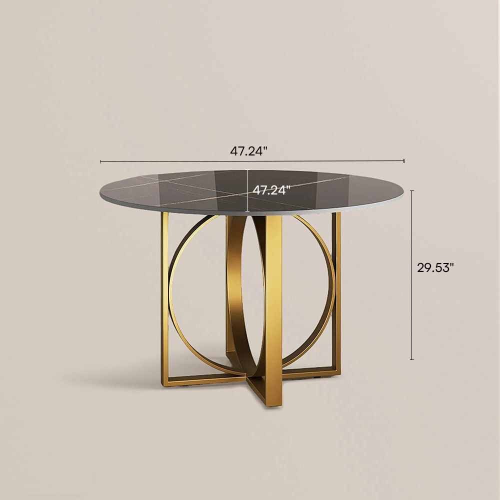 Black & Gold Glossy Sintered Stone Dining Tables