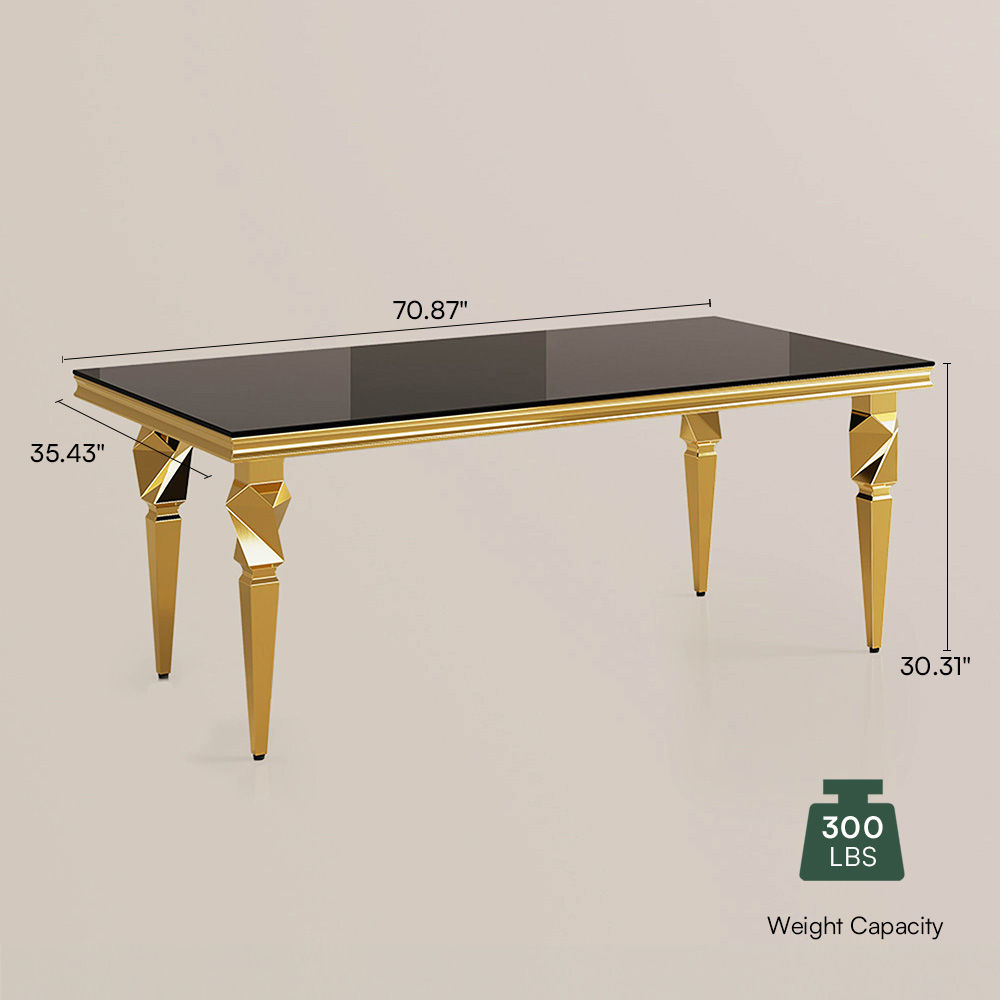 Gold Black & Gold Tempered Glass Dining Tables