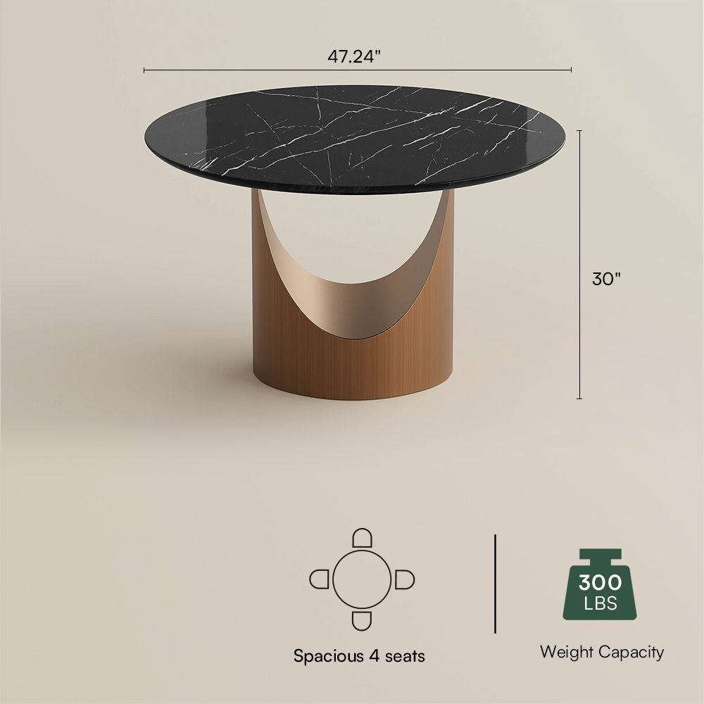 Metal Leg Black Natural Marble Dining Tables