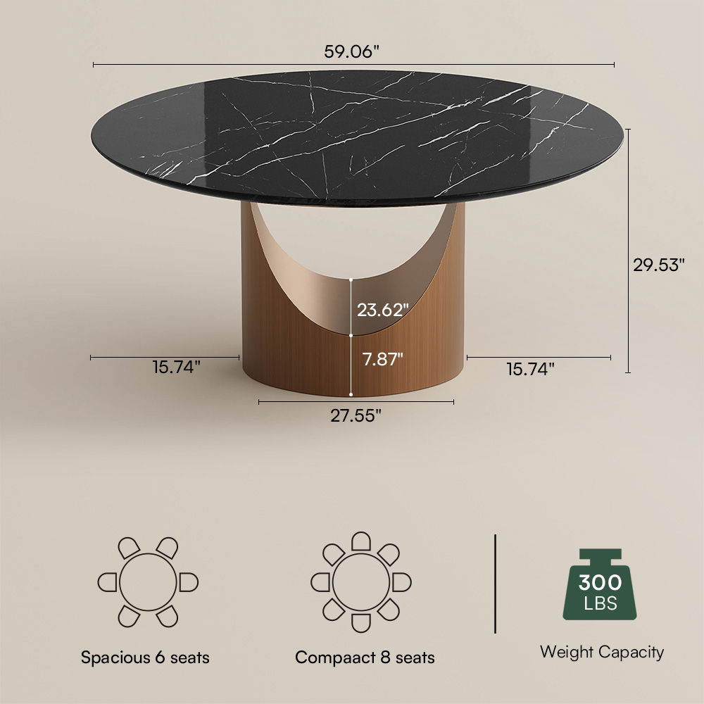 without Lazy Susan Black Natural Marble Dining Tables