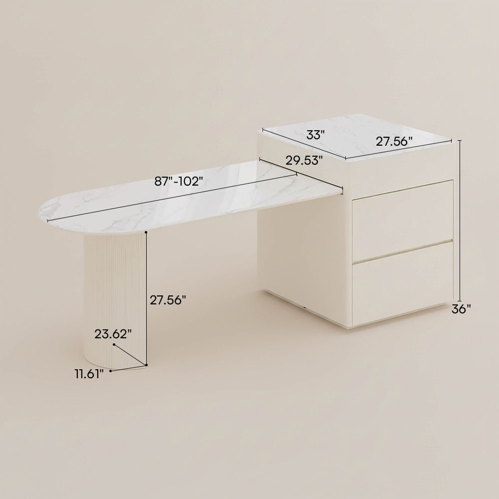 White Glossy Sintered Stone Kitchen Island