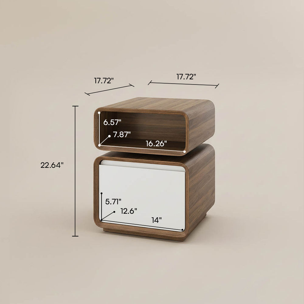 with Storage Walnut & White MDF End & Side Tables