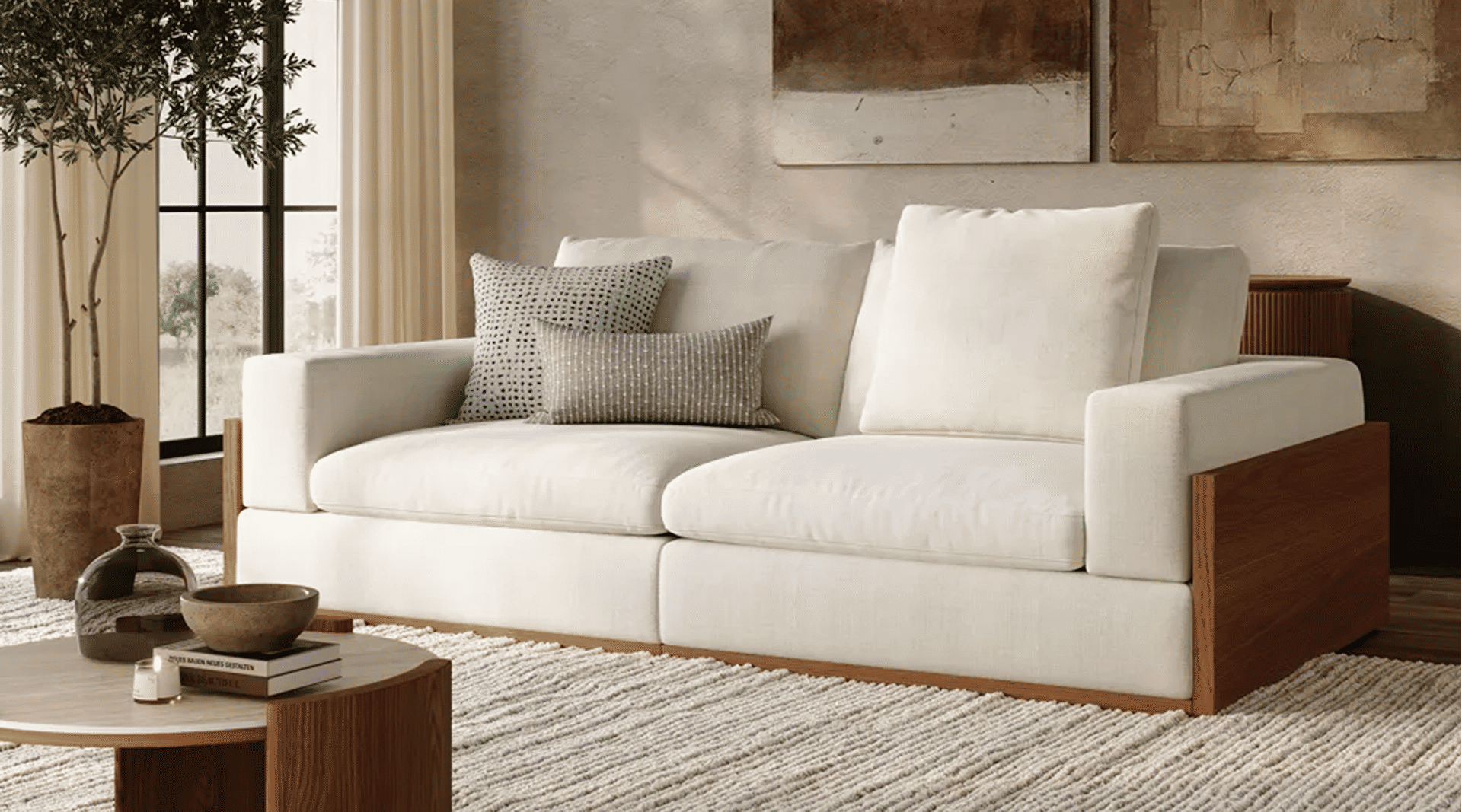 An extra deep sofa for people to lounge comfortably