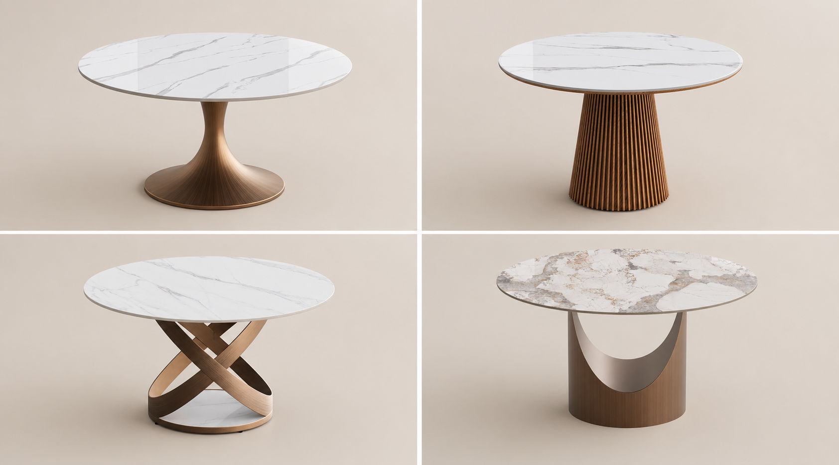 Povison Pedestal Dining Tables with Different Bases