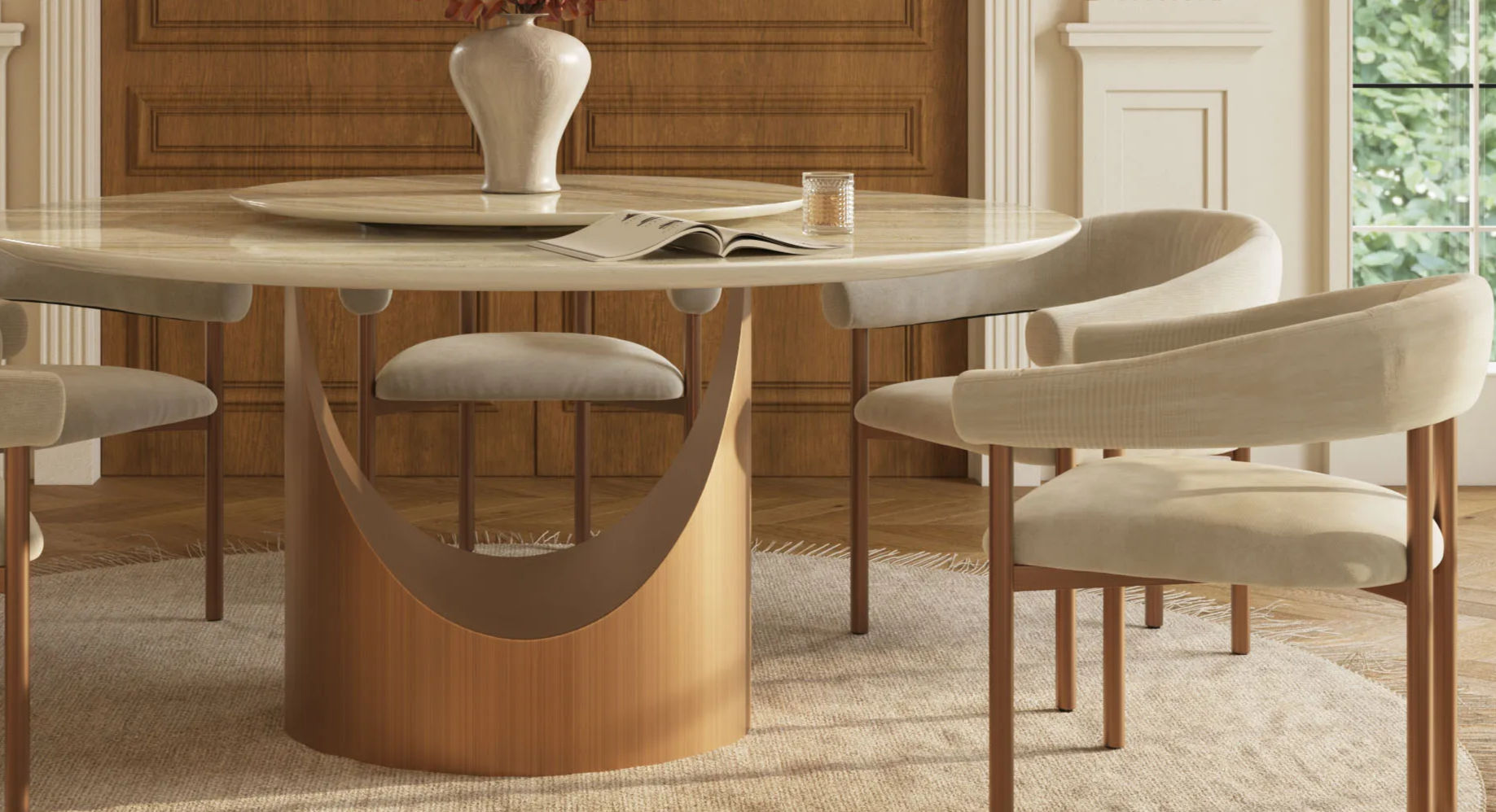 Smooth Design of Povison Pedestal Dining Table