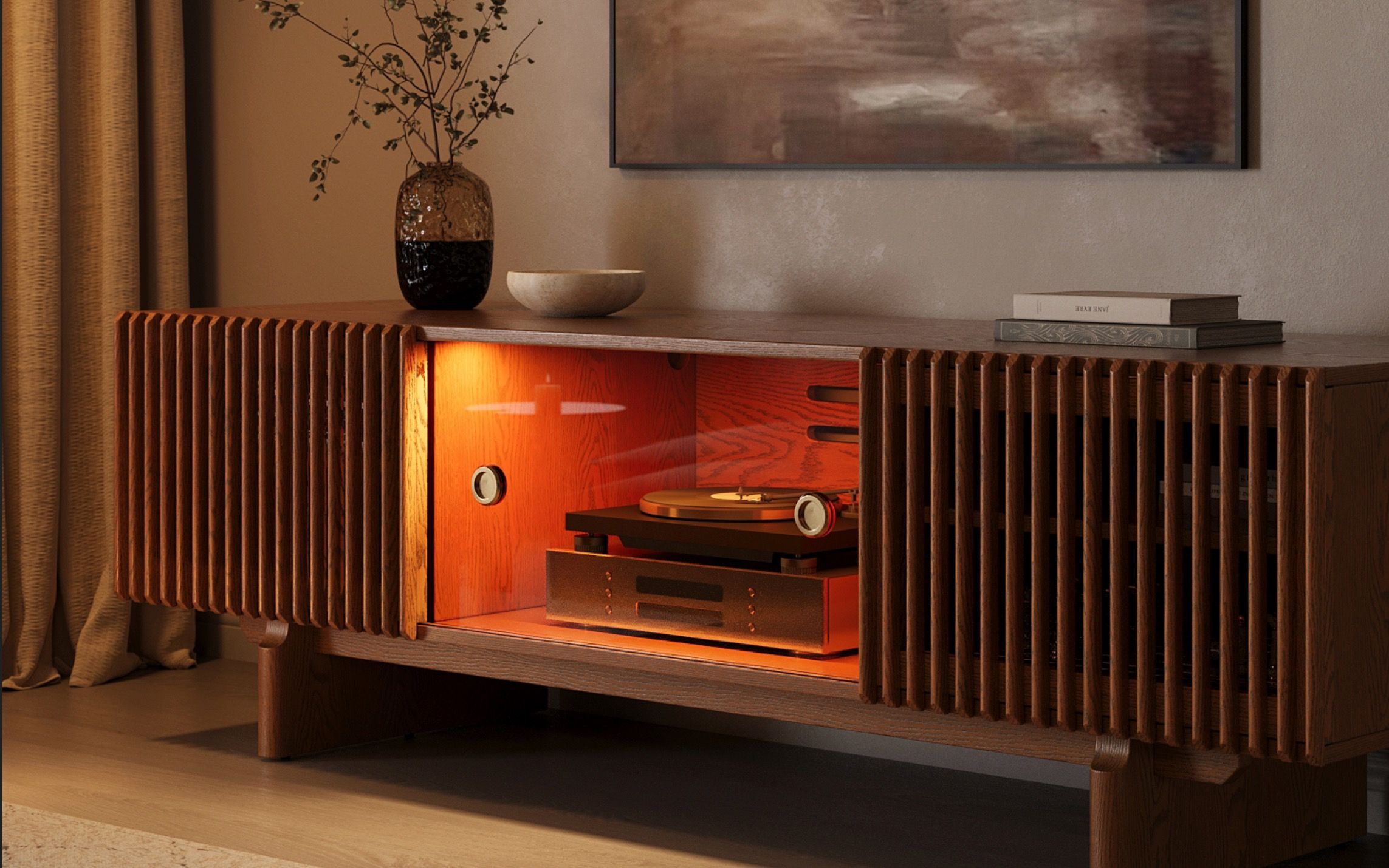 Built-in LED Lighting of Povison Media Console
