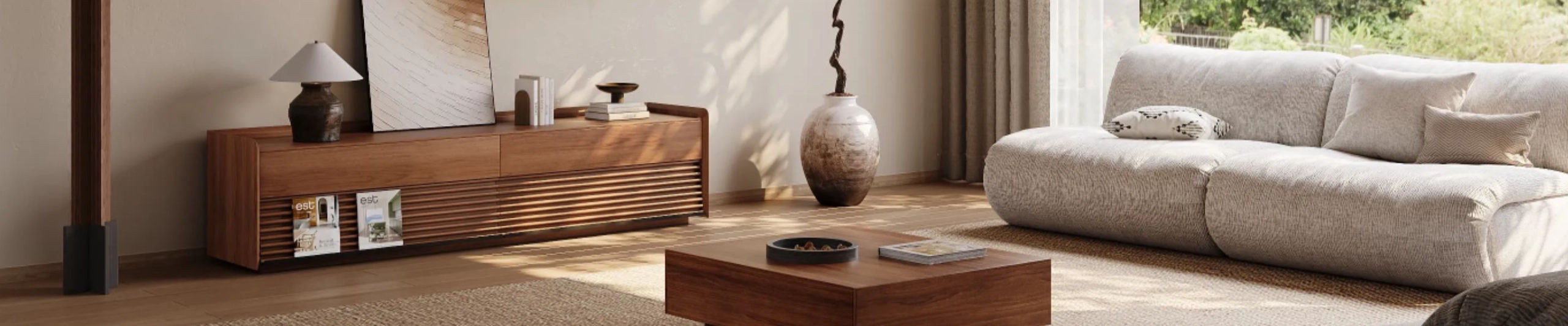 TV stand that matches a mid century modern living room