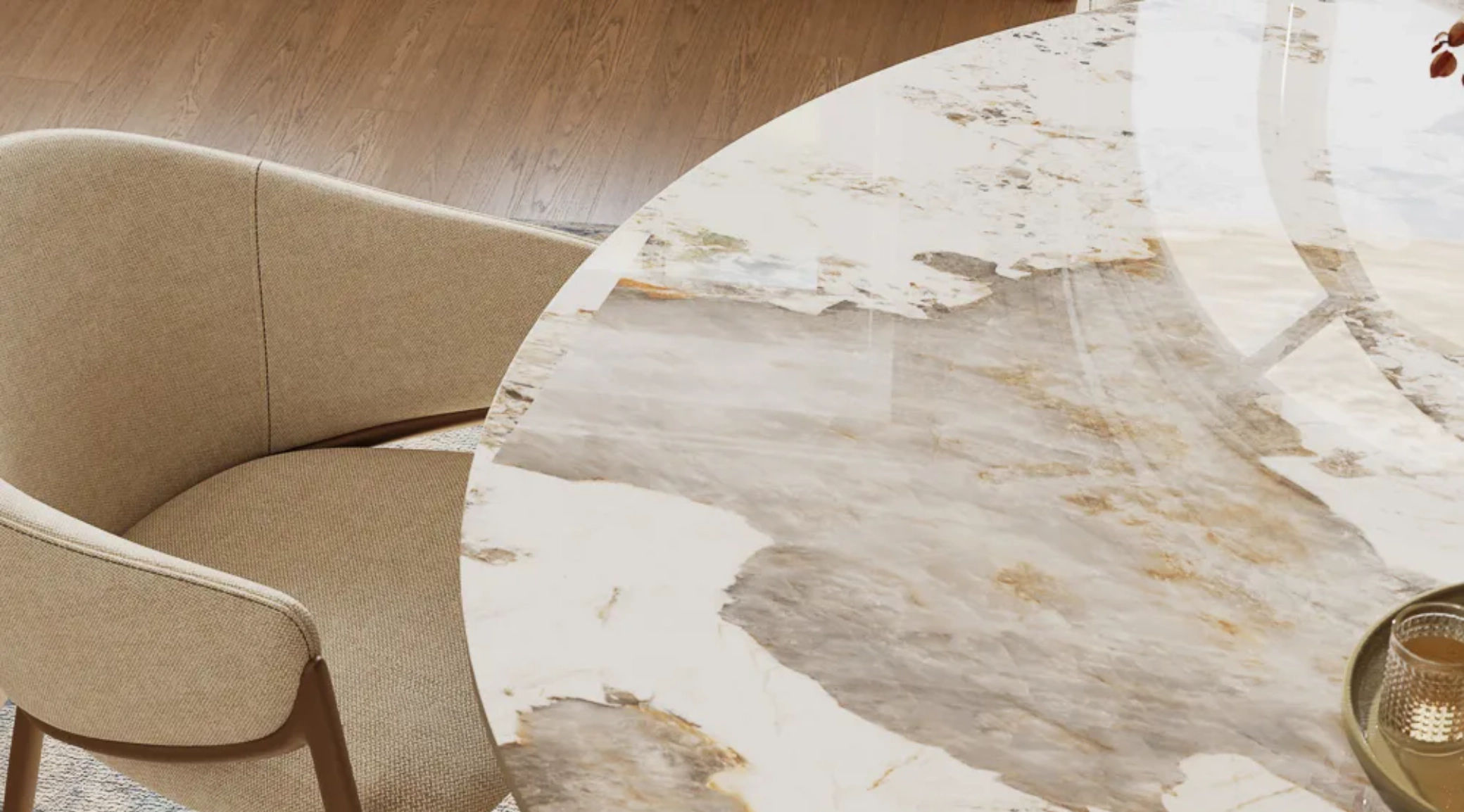 the texture of sintered stone dining table's veining