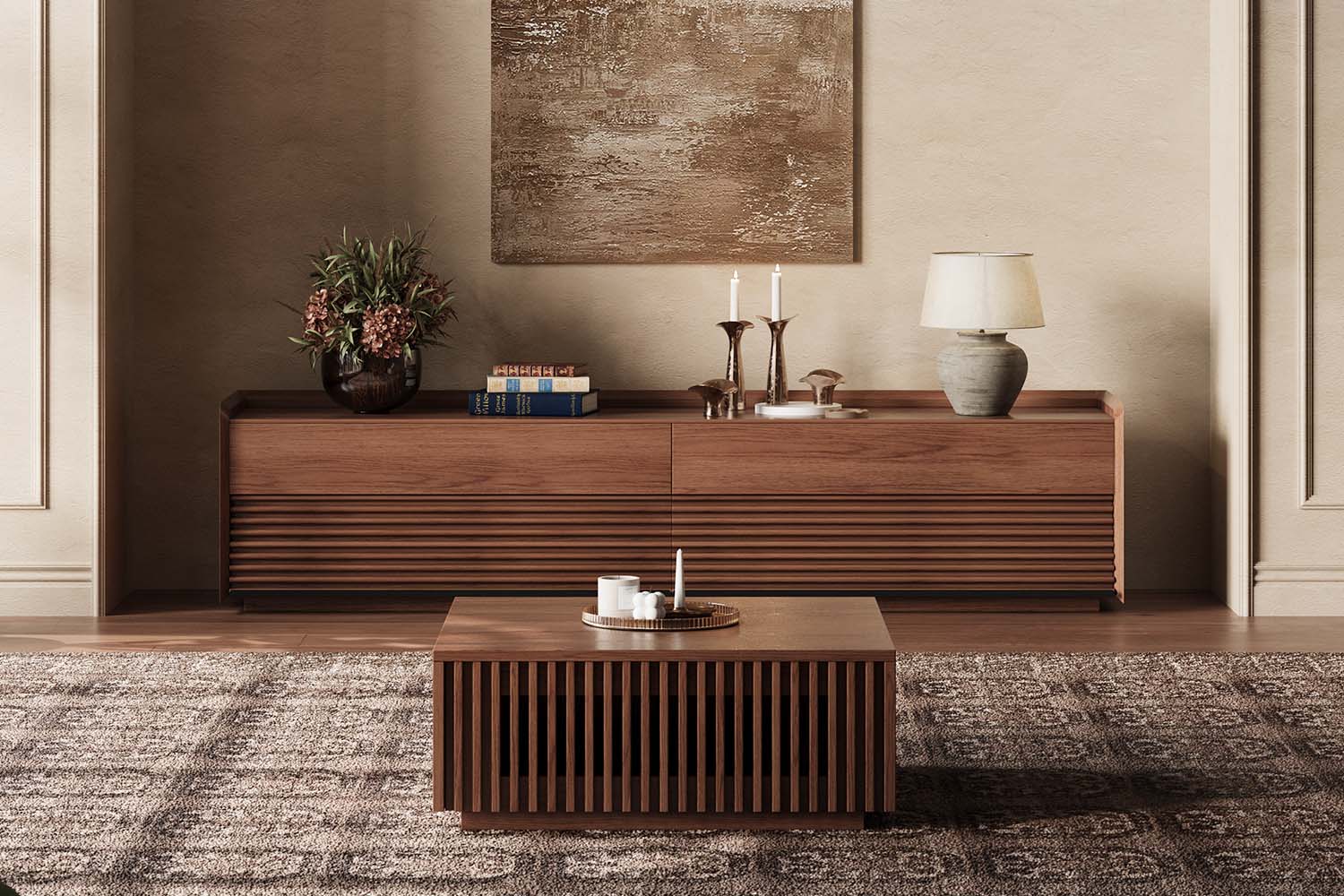 Fully Assembled coffee table goes with other furnitures in the modern living room