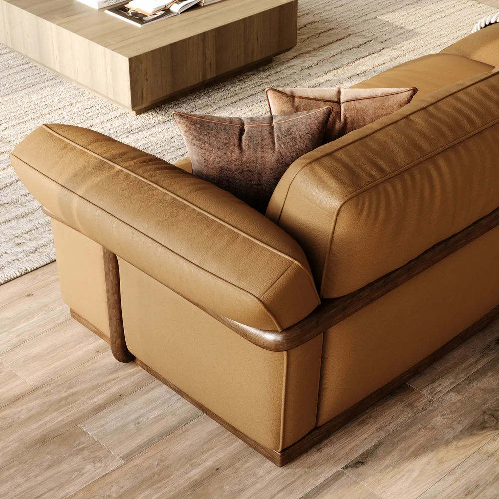 Povison's brown leather sofa in a modern house
