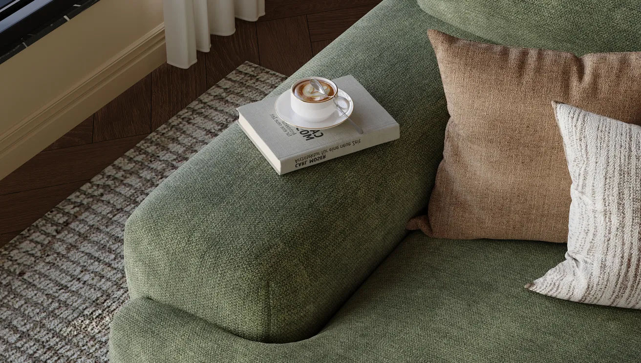 Green Chenille Sofas with Soft Texture