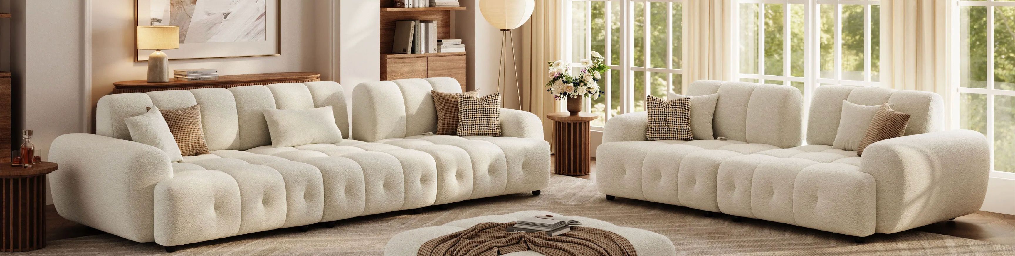 Cream Sofas and Couches in a Modern Living House