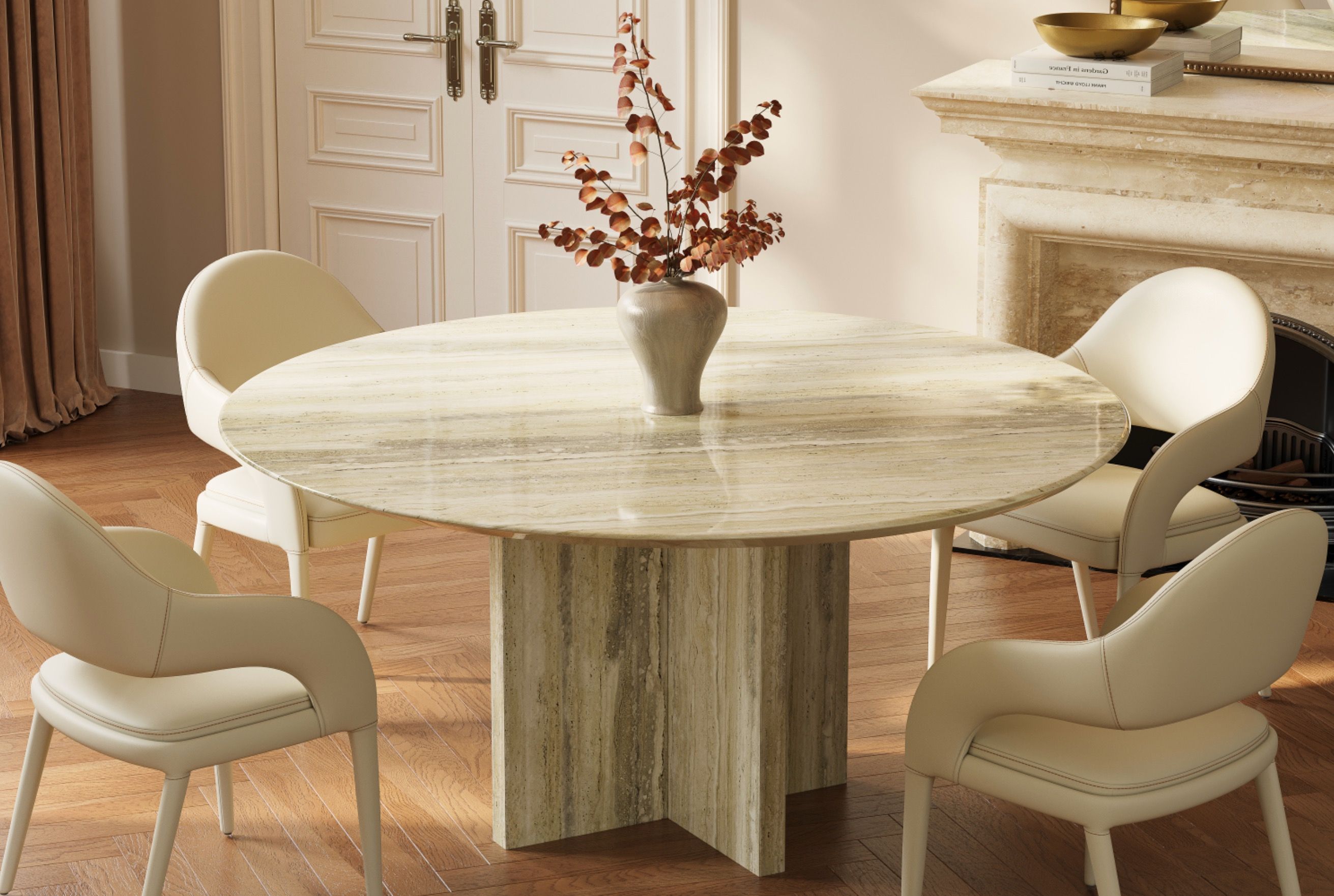 Marble Dining Table as a Polished Dining Room Focal Point