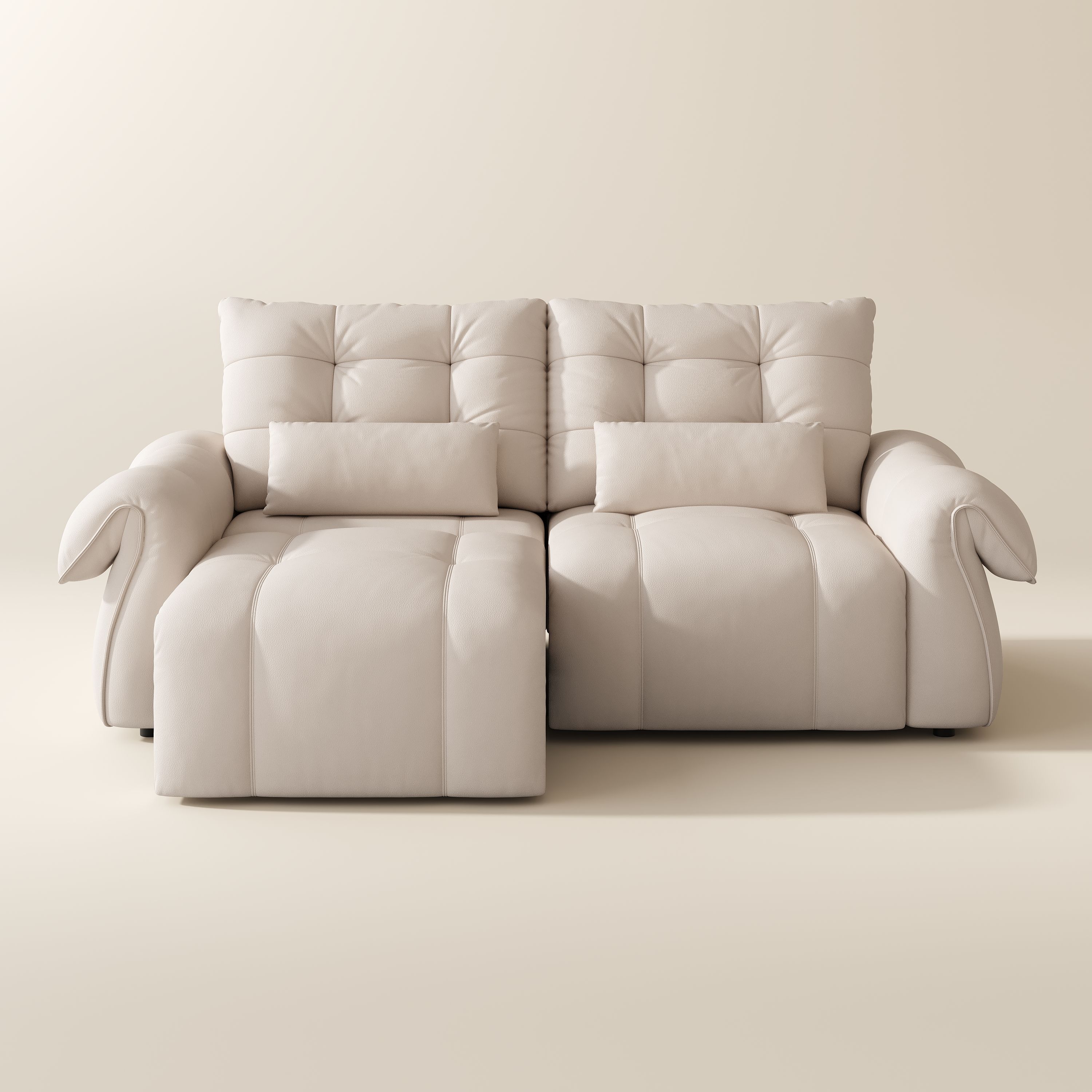 Beige Top Grain Leather Power Reclining Sofas