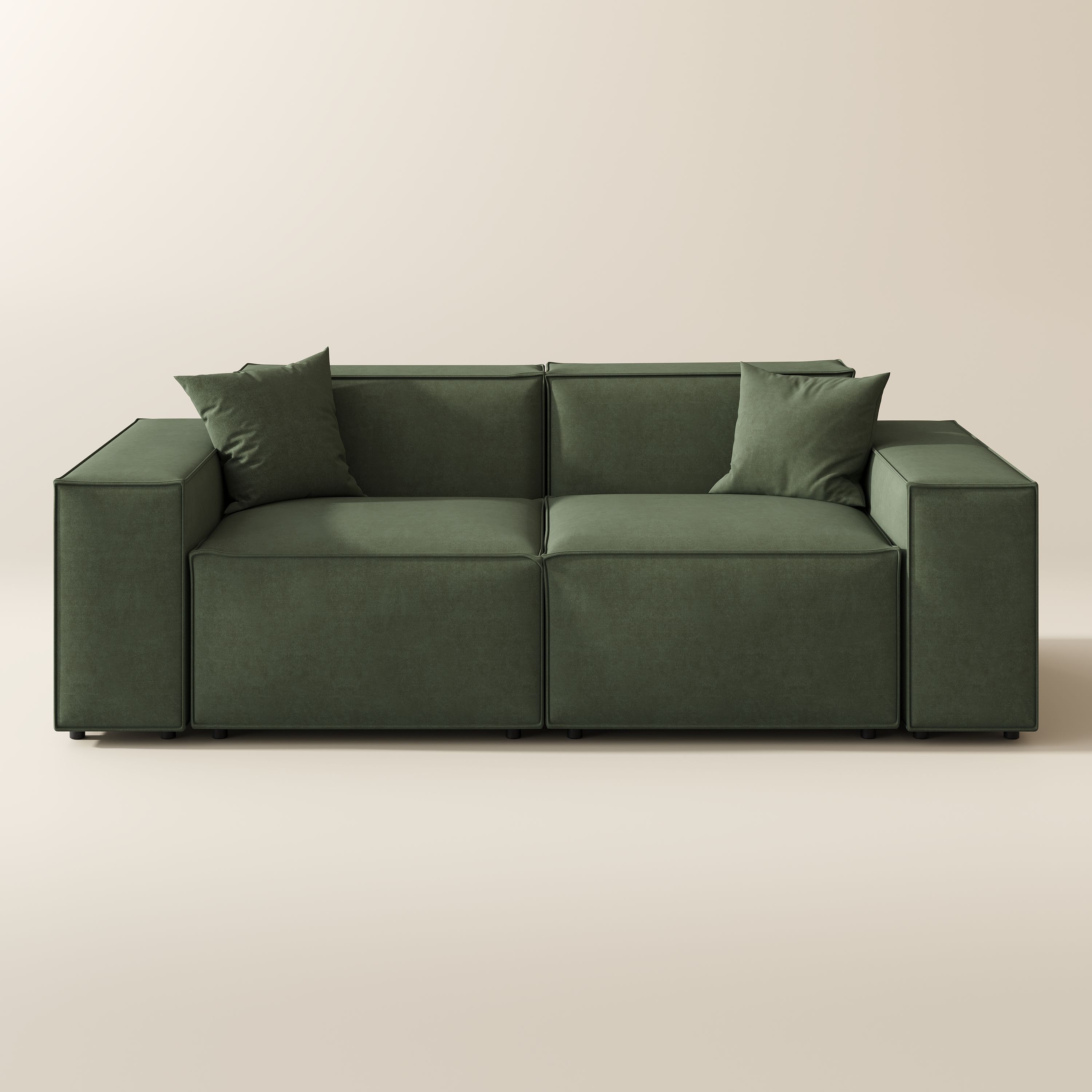 Removable Green Fabric Modular Sofas