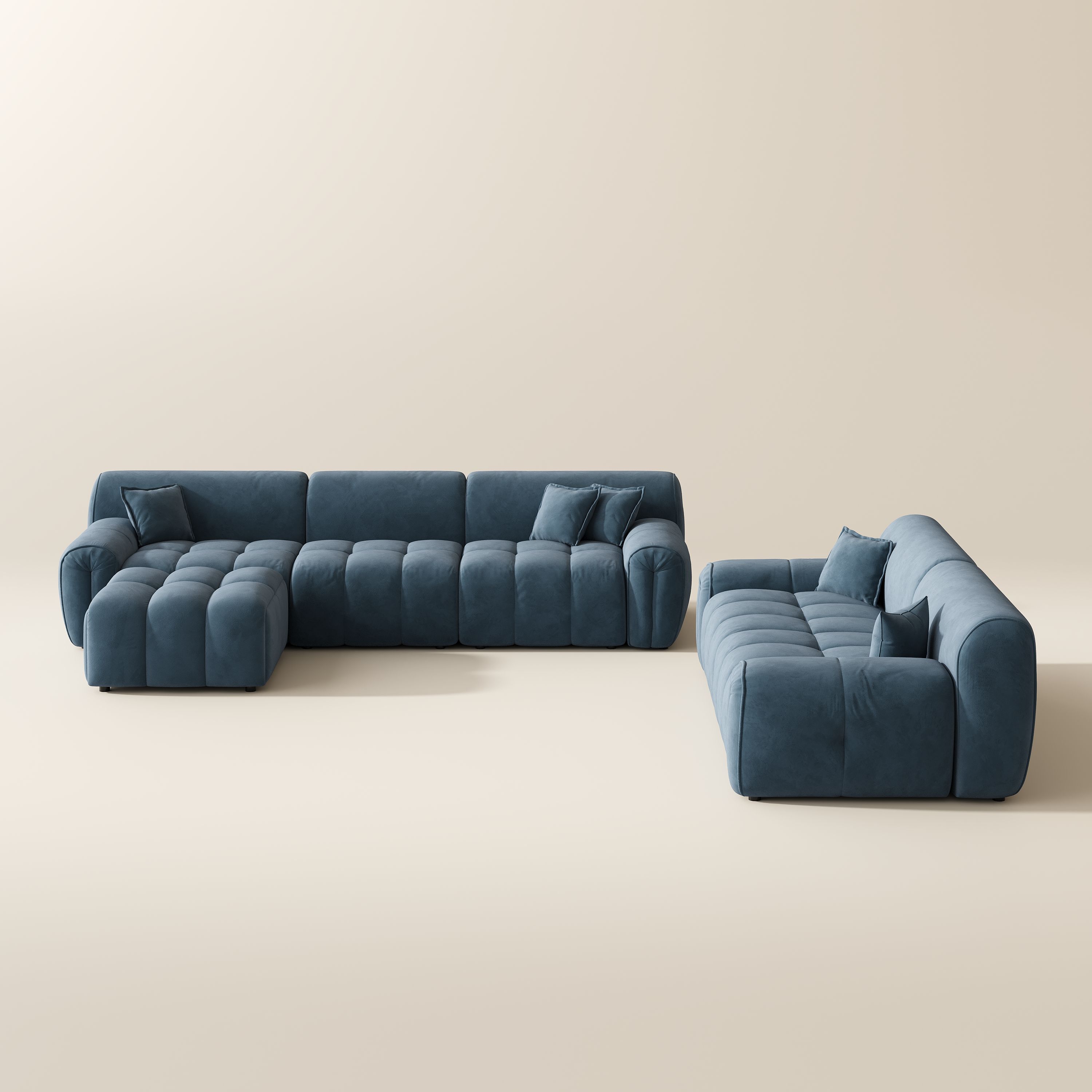 Blue Velvet Sofa Set
