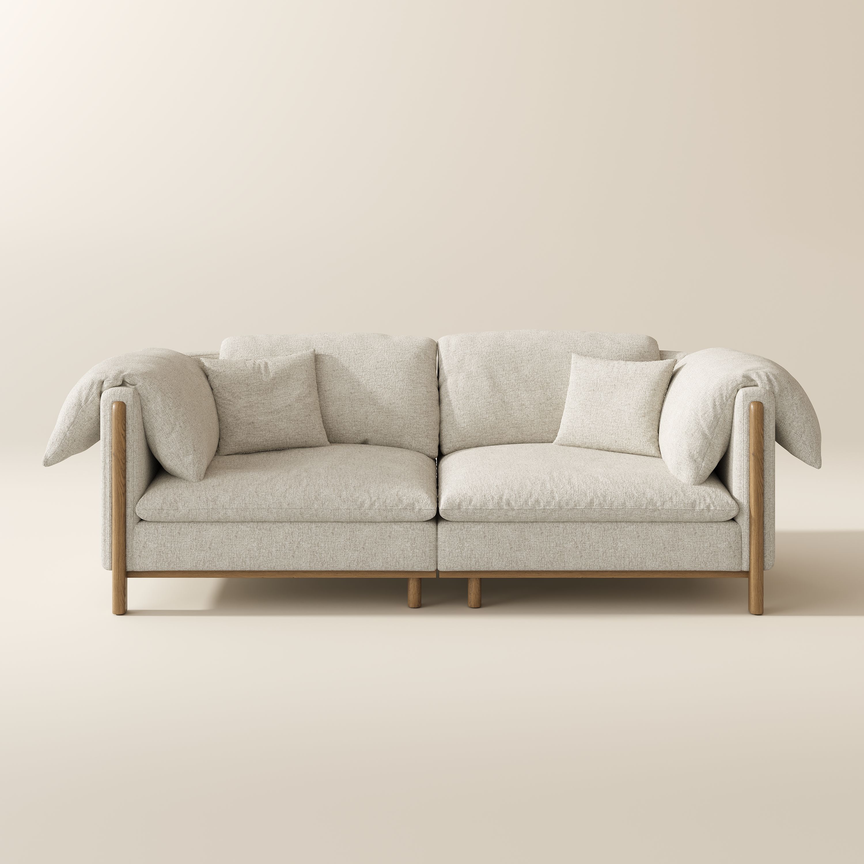 Medium Beige Cotton and Linen Modular Sofas