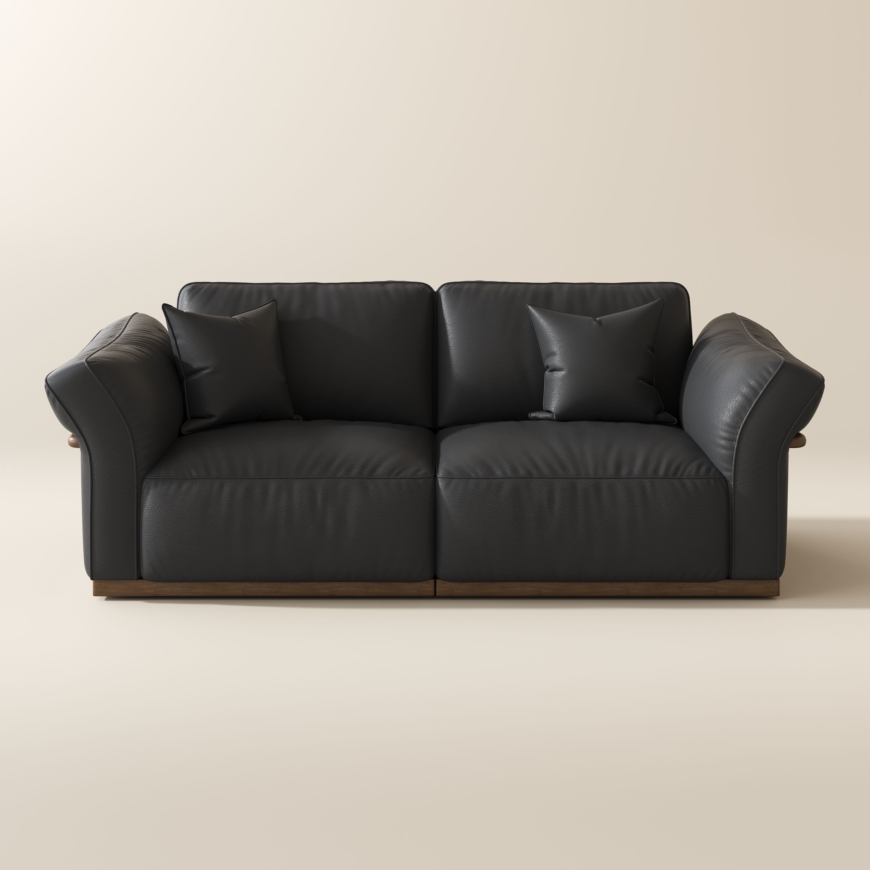 Medium Black Genuine Leather Modular Sofas