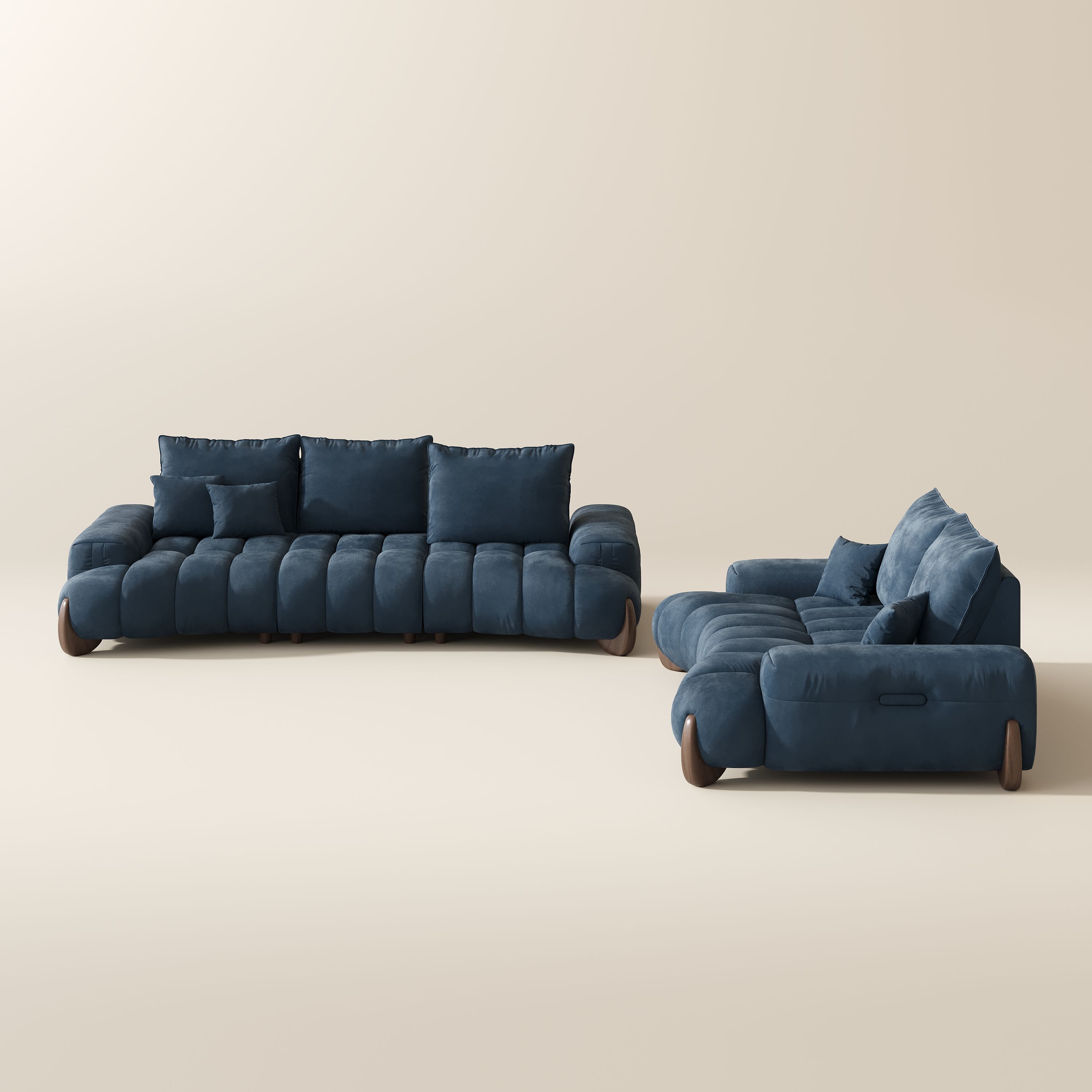 Adjustable Bule Velvet Sofa Set