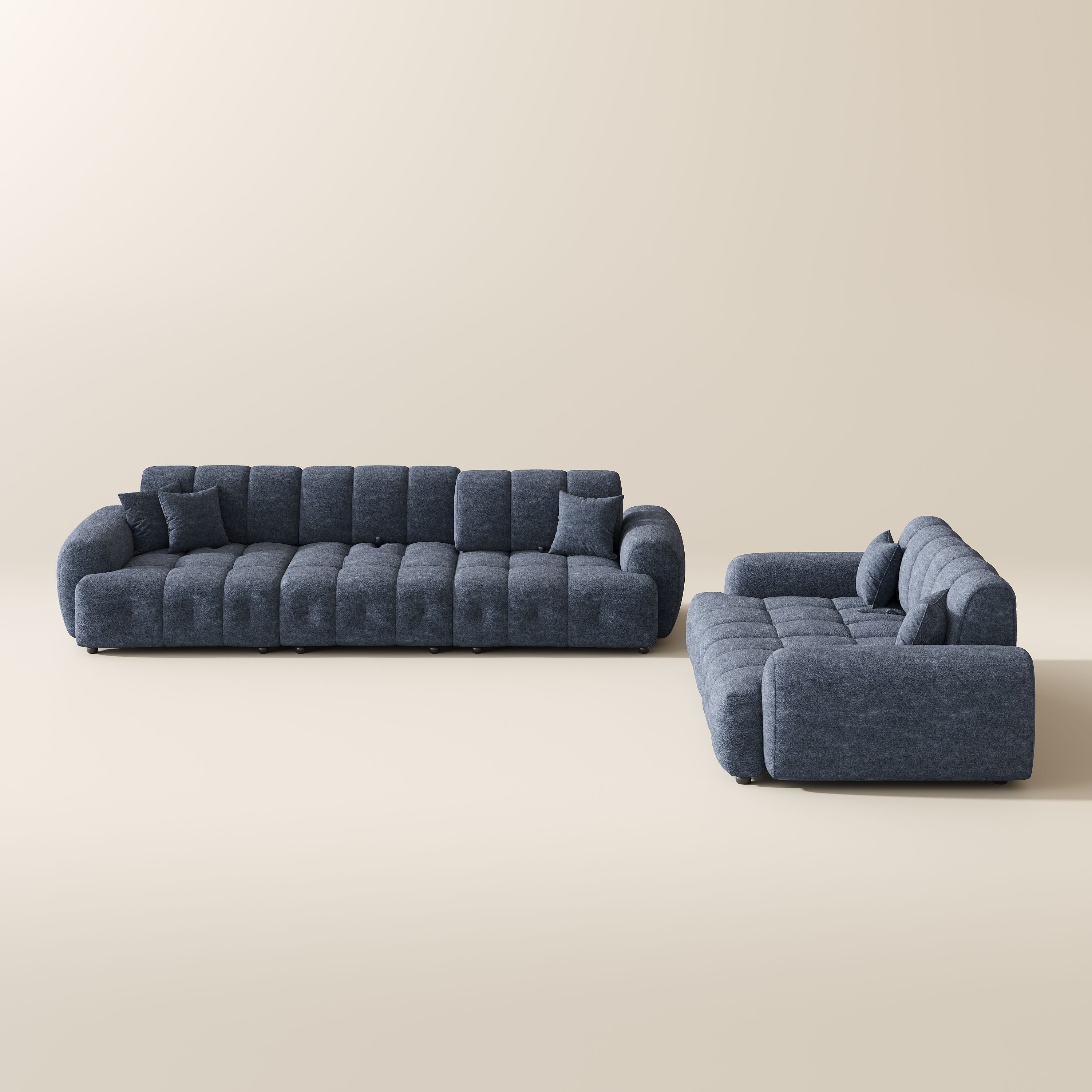 Blue Chenille Modular Sofas