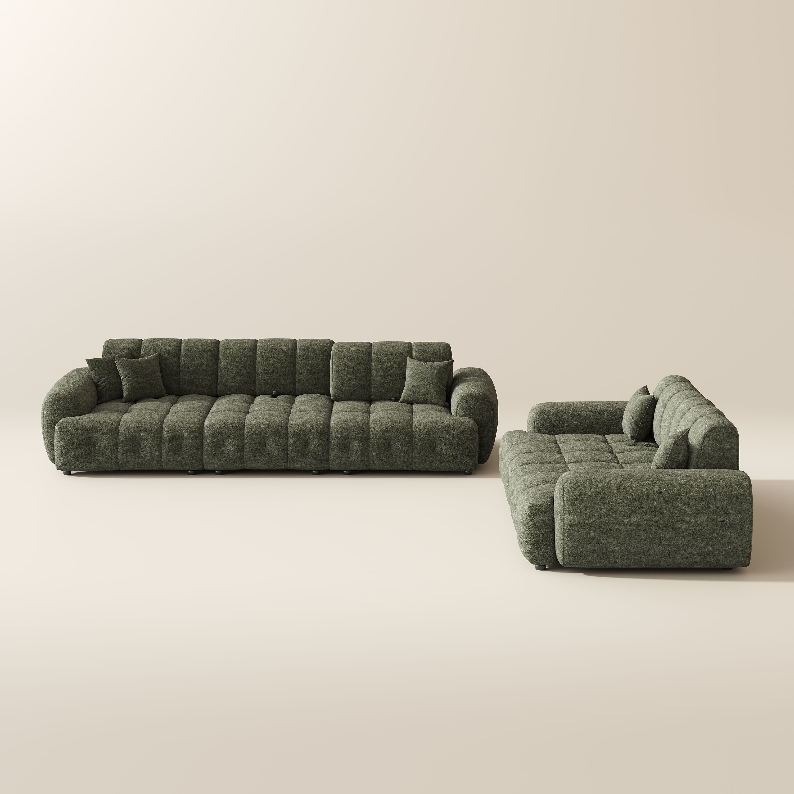 Green Chenille Modular Sofas