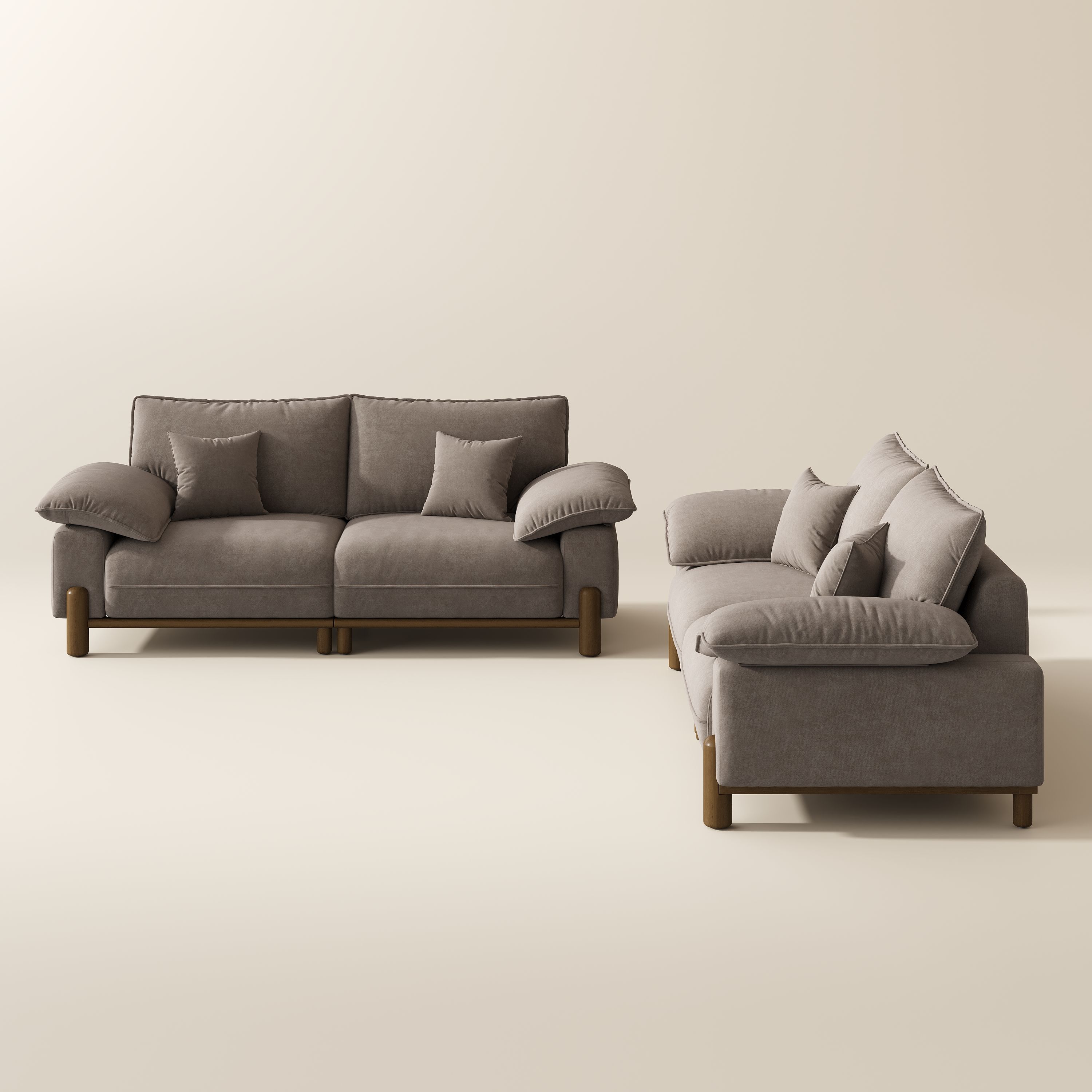 Khaki Pet-Friendly Fabric Sofa Set