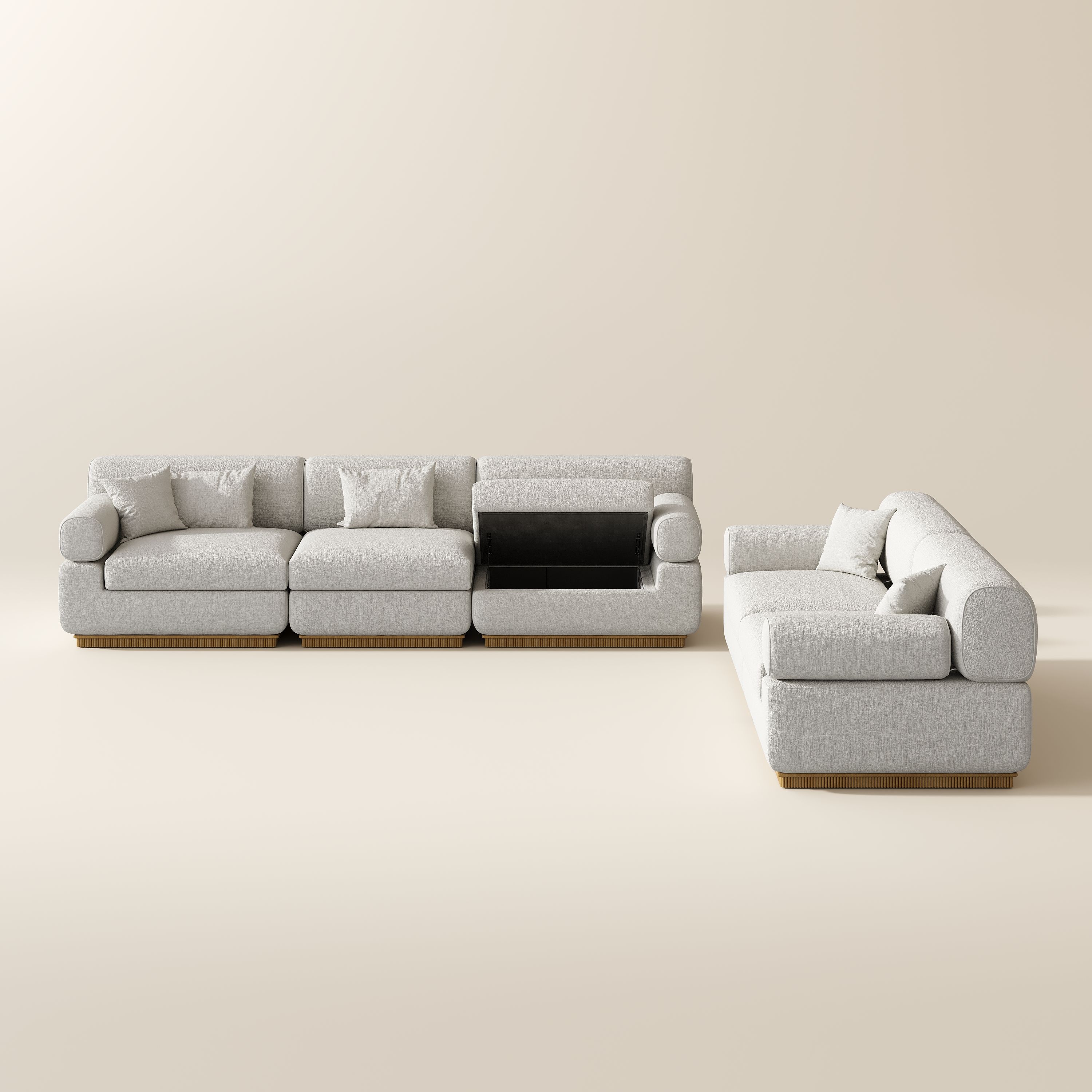 Beige Chenille Modular Sofas