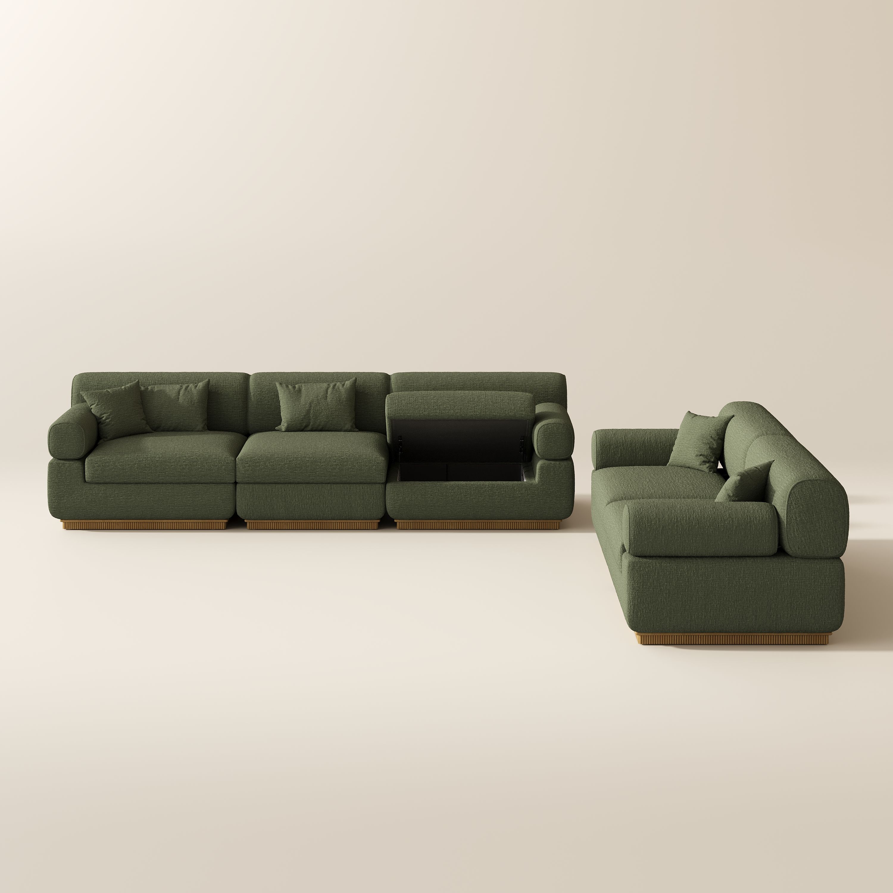 Green Chenille Modular Sofas