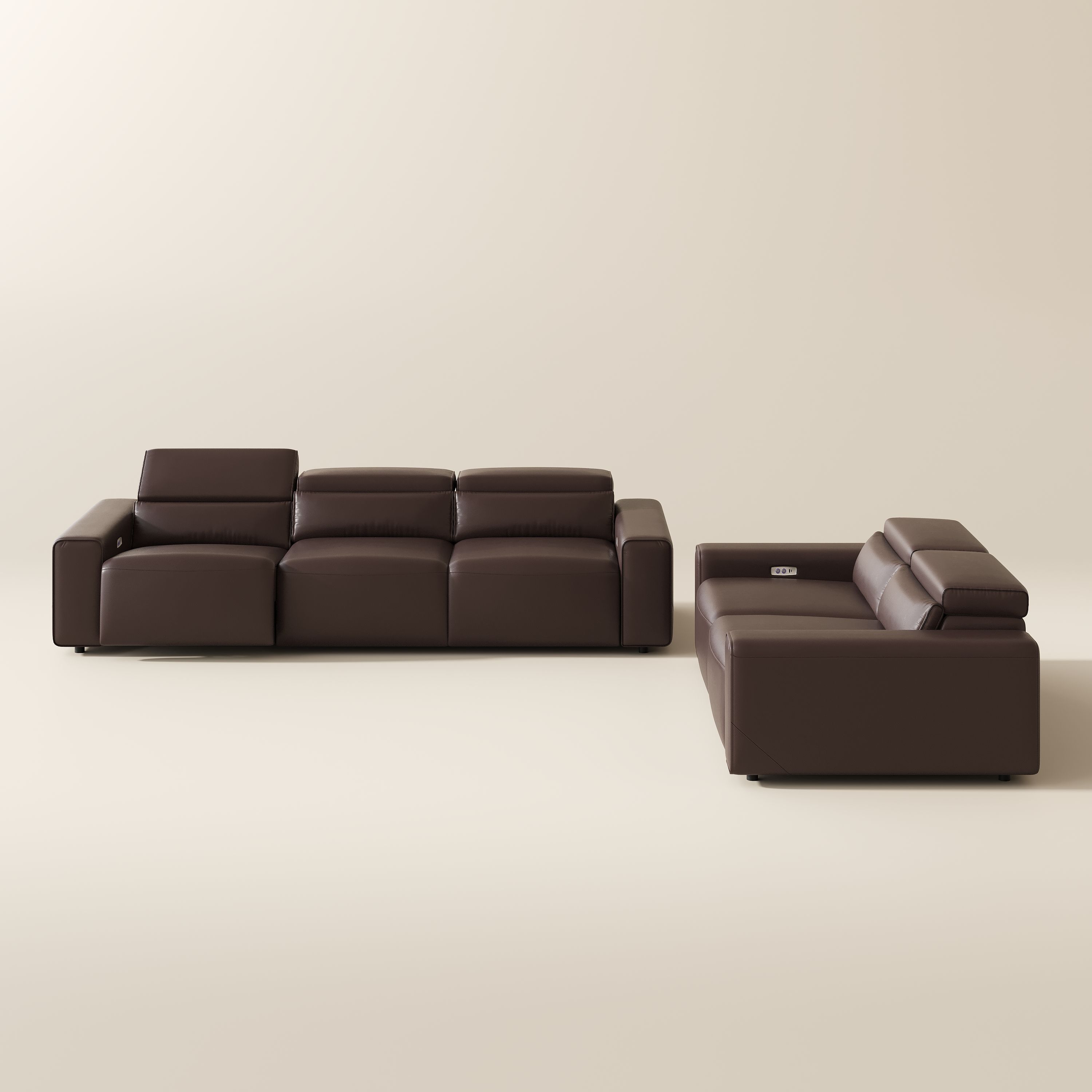 Recliner Dark Coffee Eco-friendly Microfiber Leather Sofa Set