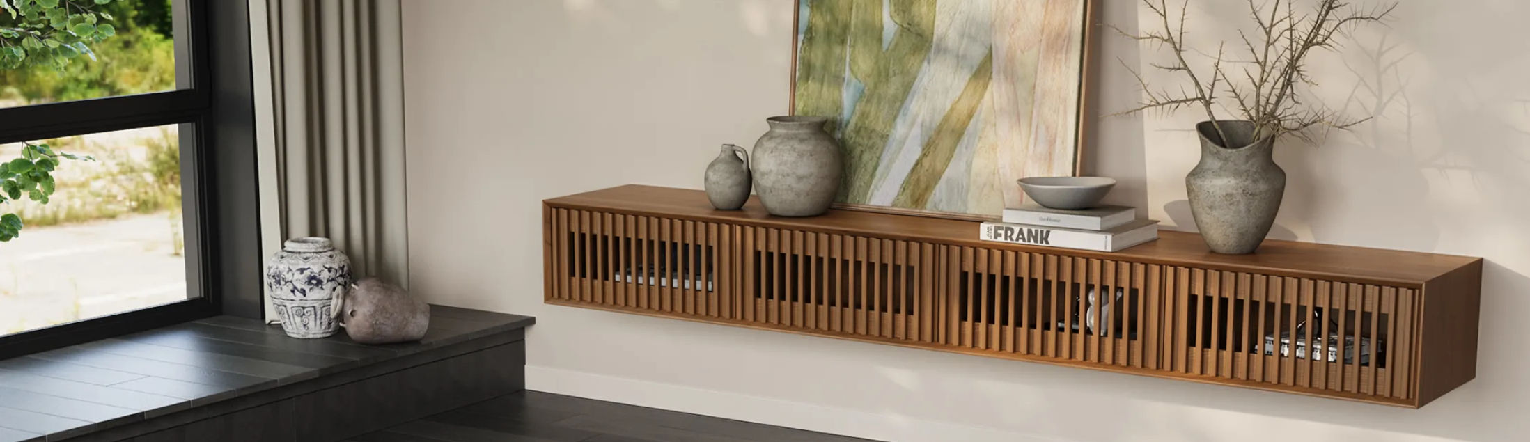 POVISON Mid-Century-Modern TV-Schrank zur Wandmontage