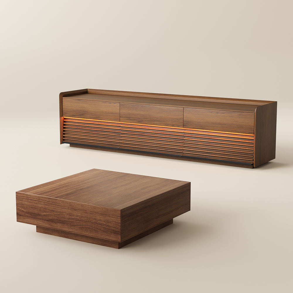 with Storage Walnut Color Living Room Set