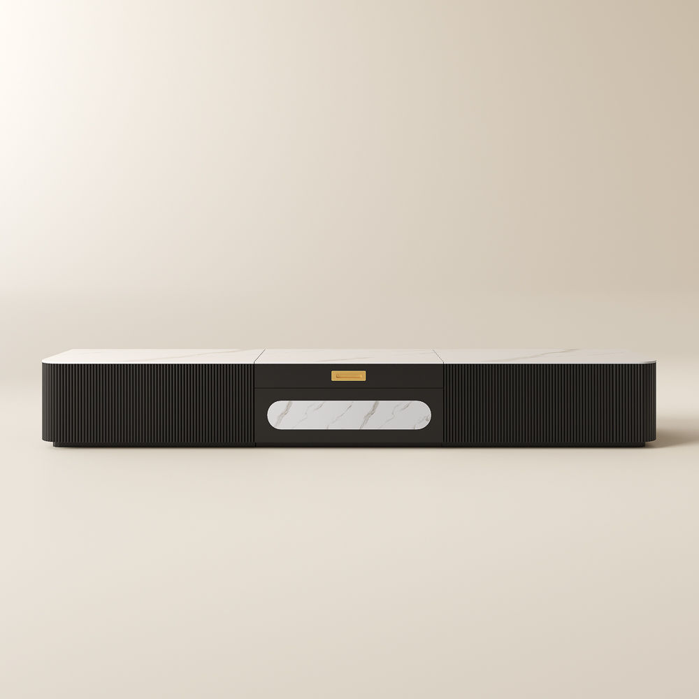 For Projector White & Black Sintered Stone TV Stands
