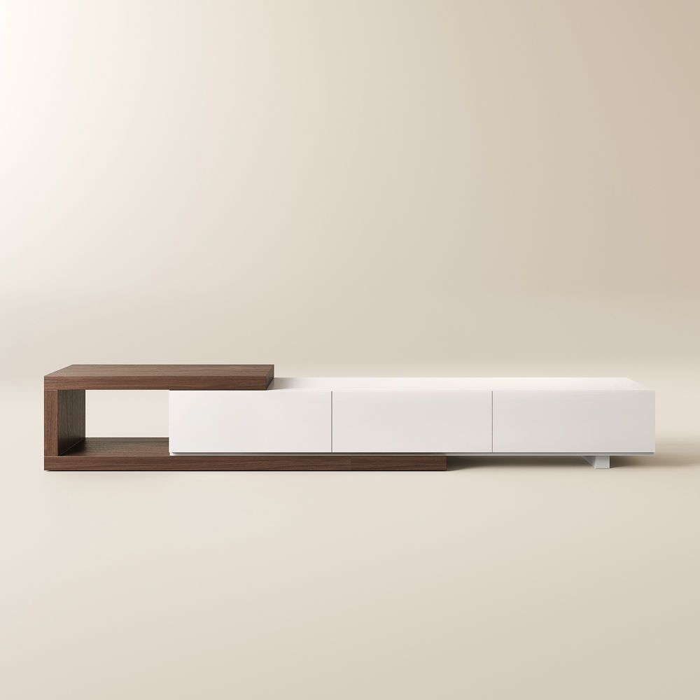 Extensible Bois foncé et blanc  MDF Meubles TV