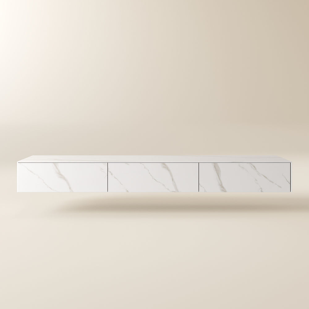 Floating White Sintered Stone TV Stands