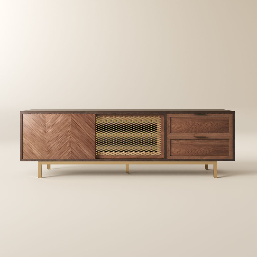 Metal Leg Dark Wood MDF TV Stands