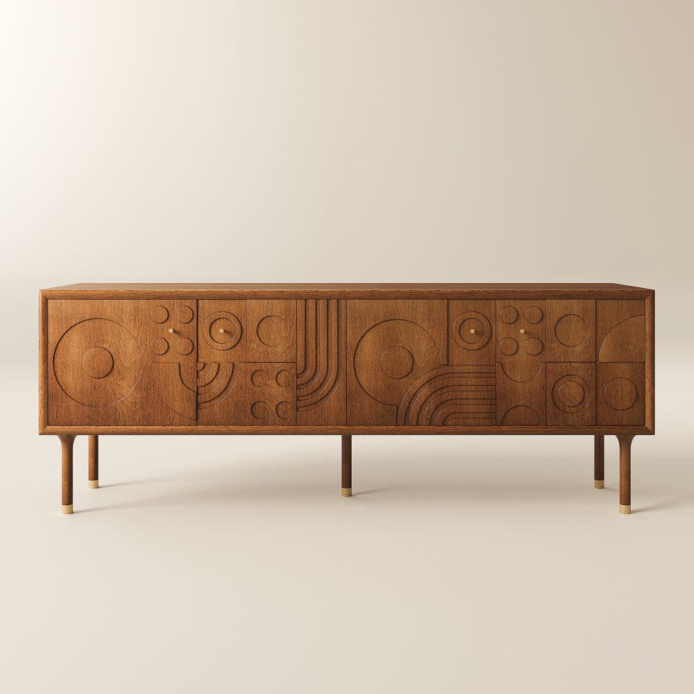 with Cabinets Walnut Color MDF TV Stands