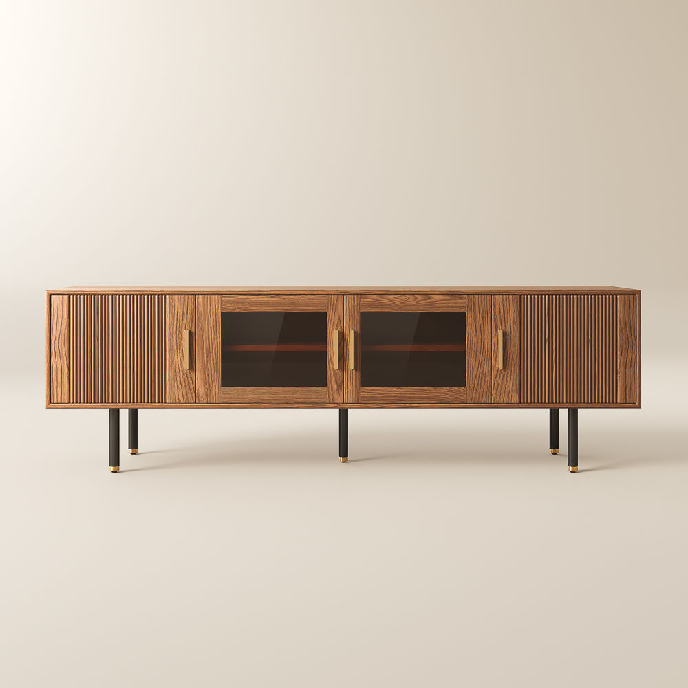 Metal Leg Walnut Color MDF TV Stands