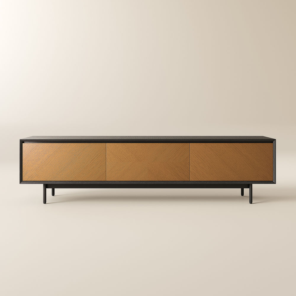 Fluted Walnut & Black MDF TV Stands