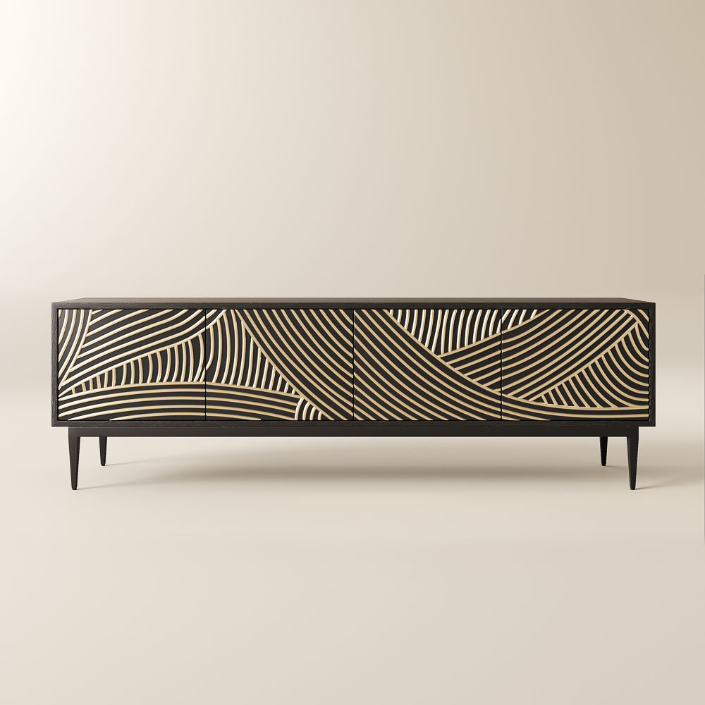 Partly Assemble Black MDF TV Stands