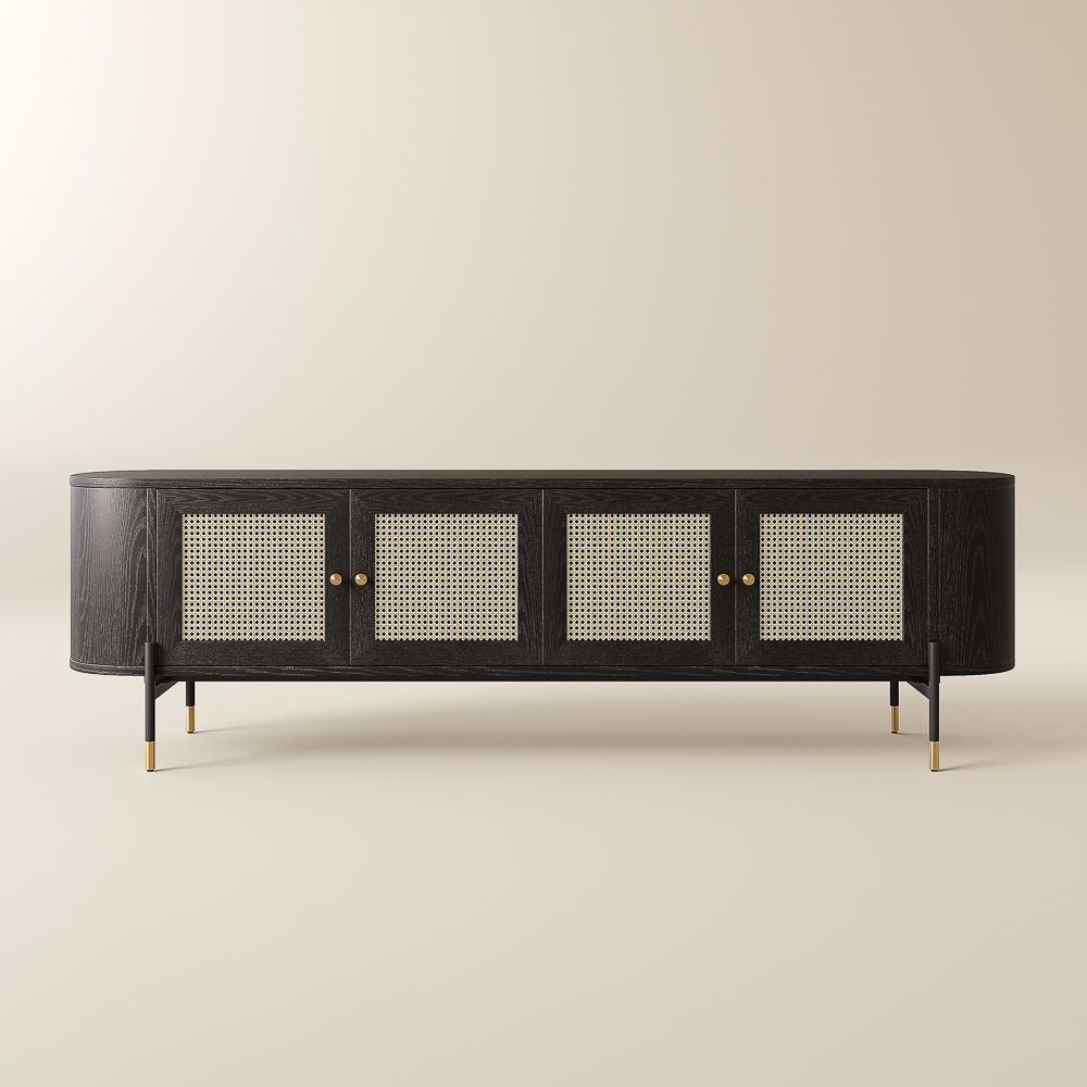 with Cabinets Black MDF TV Stands