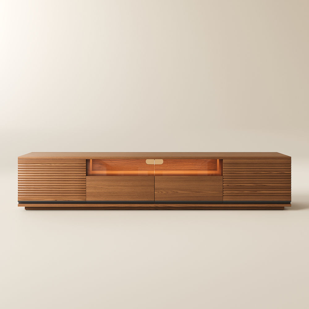 Fully Assemble Walnut Color MDF TV Stands