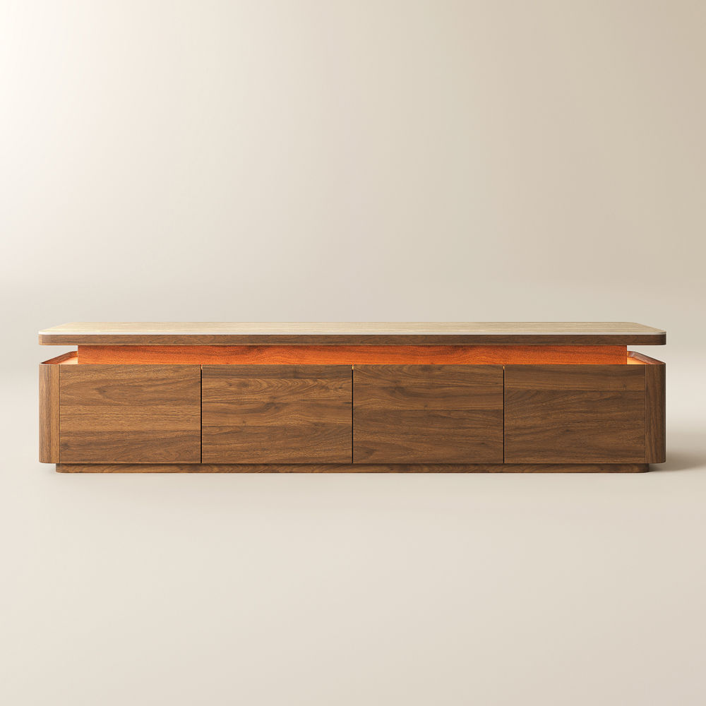 Sintered Stone Walnut Color MDF TV Stands