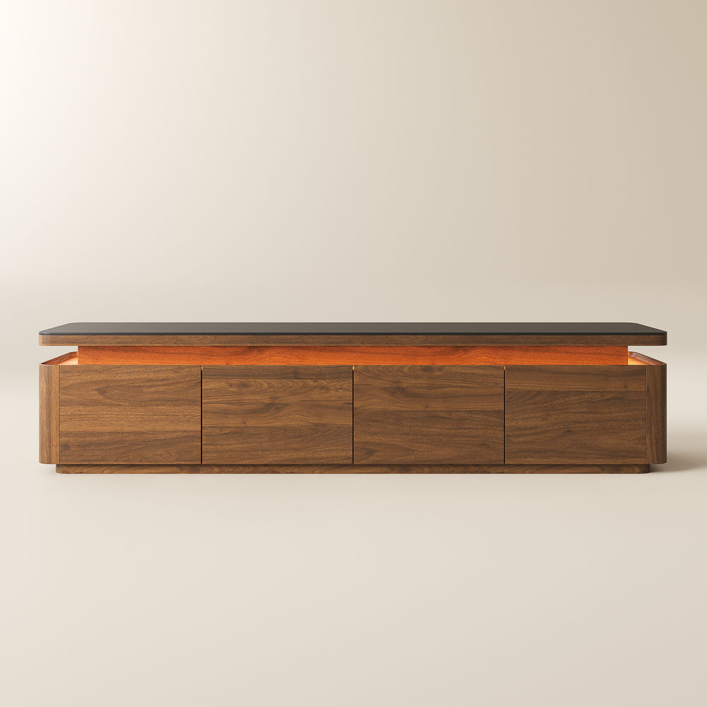 Sintered Stone Dark Wood & Black MDF TV Stands
