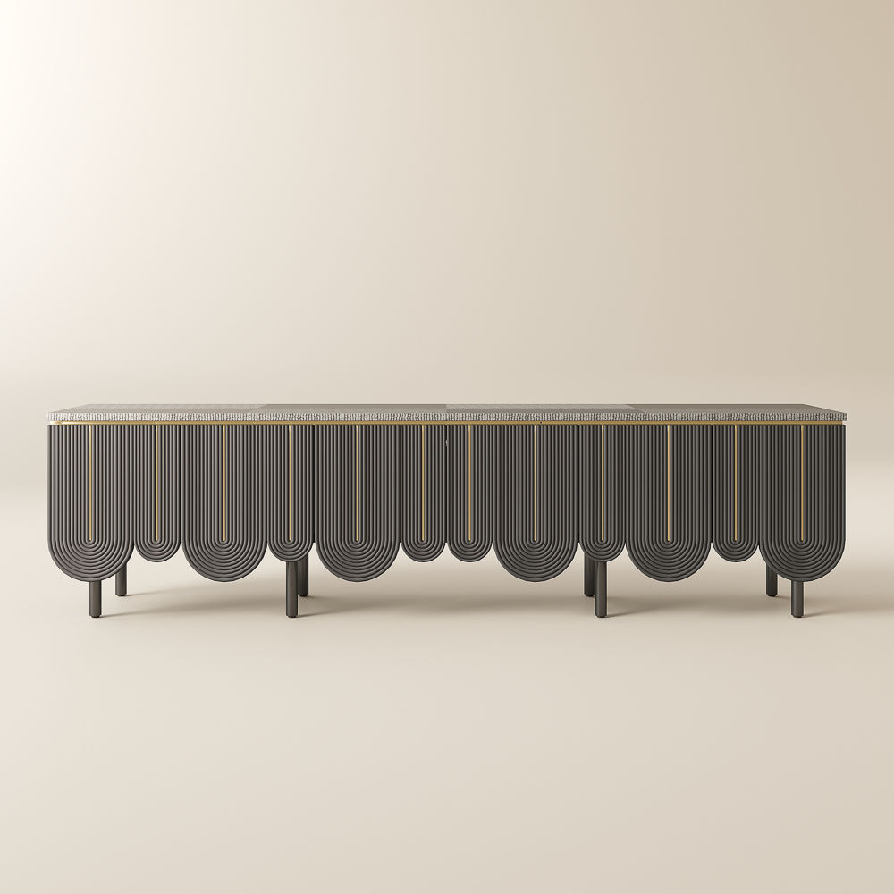 Carbon Steel Gray MDF TV Stands
