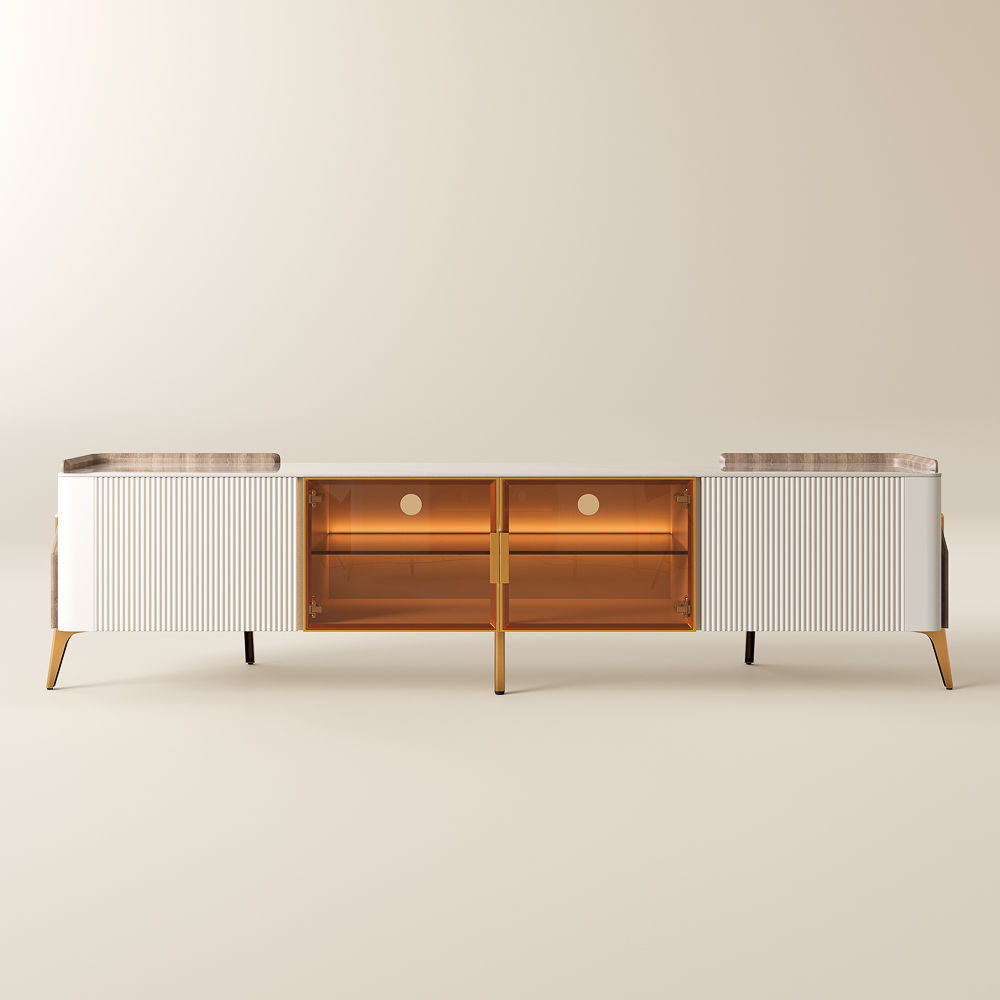with Cabinets White Sintered Stone TV Stands