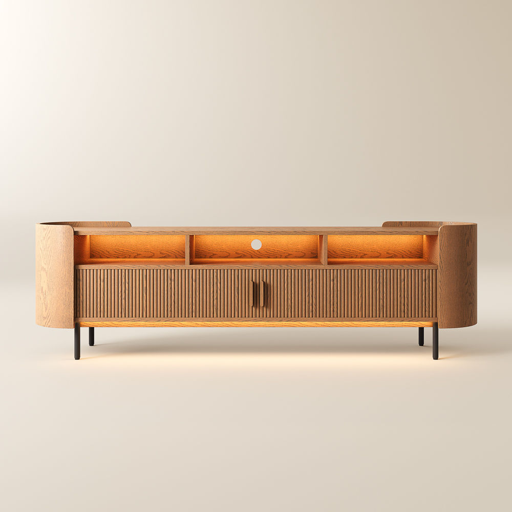 with Storage Walnut Color MDF TV Stands