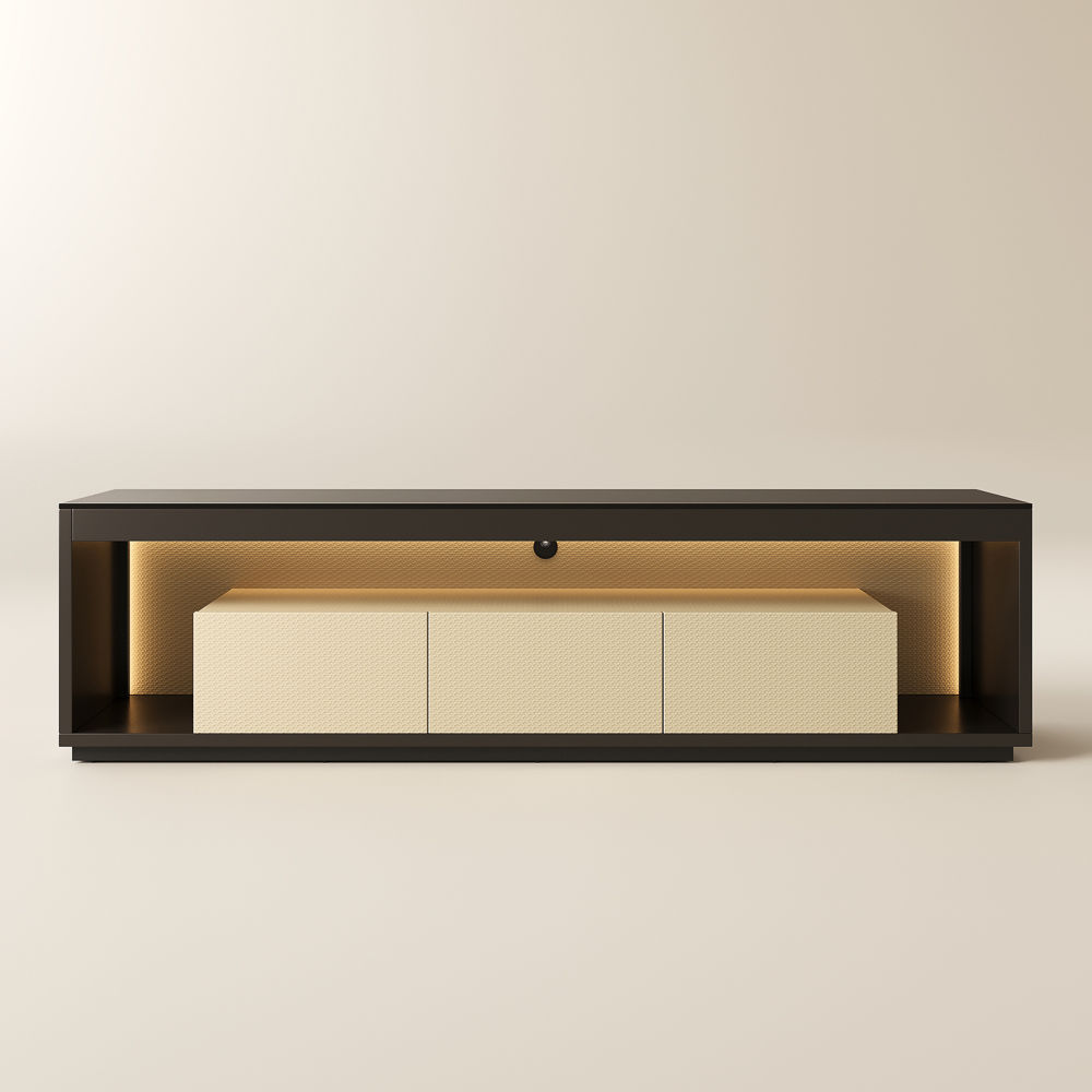 Perfect for 70 Inch TV Beige+Dark Gray Engineered Wood TV Stands
