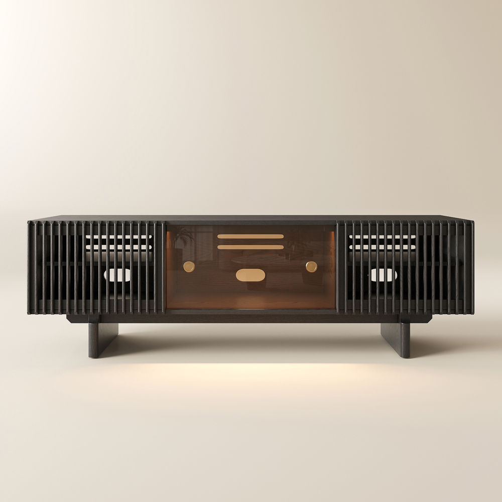 with LED Lights Black Plywood TV Stands