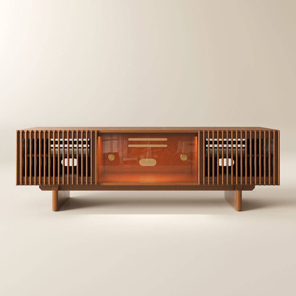 Sliding Door Walnut Plywood TV Stands